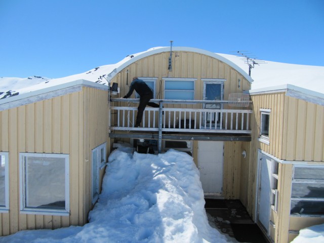we usually use the ladder to get up to the balcony where our reference station lives - but there was so much snow we could just walk up! The panel wifi antenna had self-destructed but the long range WiFi was still ok.