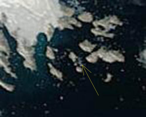 Satellite image of the iceberg being tracked in Greenland - on Aug 29th 2016